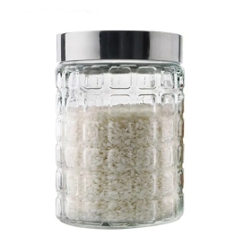 POTE DE VIDRO C/ TAMPA INOX 1L