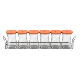 JOGO 6 PORTA CONDIMENTOS SILICONE LARANJA