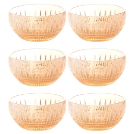 BOWLS CRISTAL QUEEN AMBAR JOGO COM 6 PCS