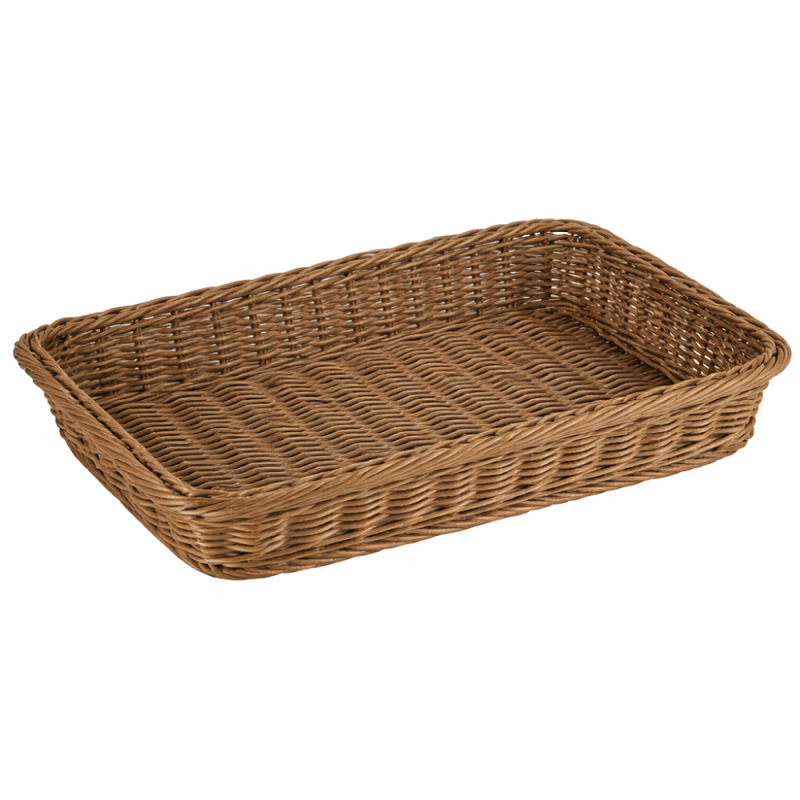 Cesta Retangular Polyrattan Marrom 40x28x7cm