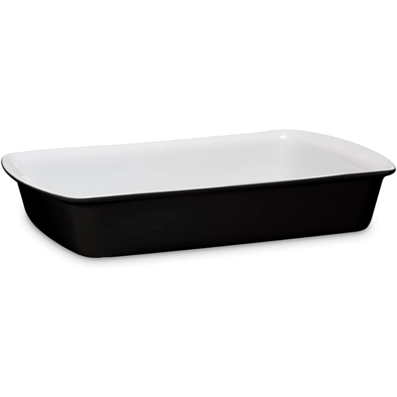 Travessa Retangular 31X20X5,5cm 1700ml - Preto/Branco