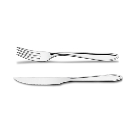 Kit Faca de Churrasco e Garfo de Mesa Lyon Aço Inox